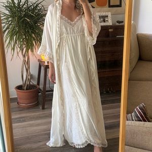 Vintage Ivory Givenchy Matching Robe & Nightgown Set